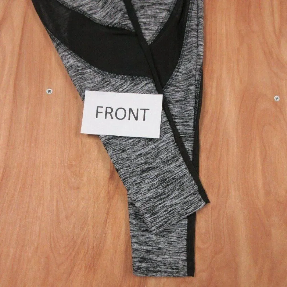 HOLLISTER Cali Sport Leggings Sz XS Workout Gym‎ Gray Heather Sheer Black Panels
